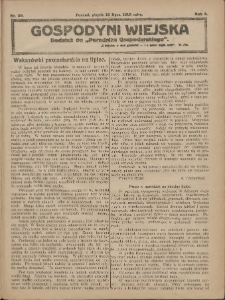 Gospodyni Wiejska: dodatek do „Poradnika Gospodarskiego” 1919.07.18 R.4 Nr29