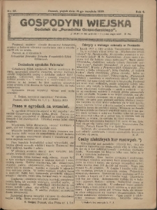 Gospodyni Wiejska: dodatek do „Poradnika Gospodarskiego” 1919.09.12 R.4 Nr37