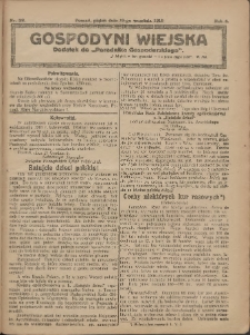 Gospodyni Wiejska: dodatek do „Poradnika Gospodarskiego” 1919.09.19 R.4 Nr38