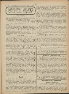 Gospodyni Wiejska: dodatek do „Poradnika Gospodarskiego” 1919.11.14 R.4 Nr46