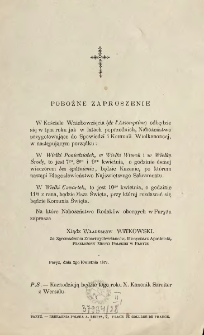 [Zaproszenie Inc.:] " W Kościele Wniebowzięcia (de l'Assomption) odbędzie się w tym roku ..."