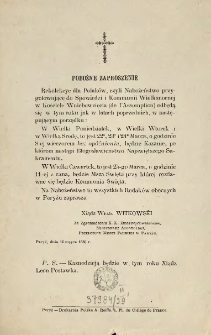 [Zaproszenie Inc.:] " Rekolekcye dla Polak&oacute;w, czyli Nabożeństwo przygotowujące do Spowiedzi i Kommunii Wielkanocnej ..."