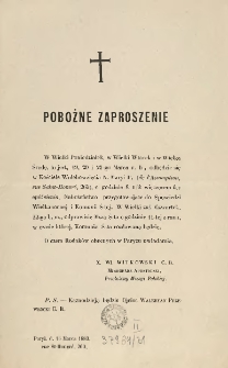 [Zaproszenie Inc.:] " W Wielki Poniedziałek, w Wielki Wtorek i w Wielką Środę ..."