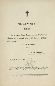 [Zaproszenie Inc.:] " Pielgrzymka Polska do Kościoła Serca Jezusowego ..."