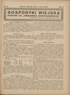 Gospodyni Wiejska: dodatek do „Poradnika Gospodarskiego” 1920.03.14 R.5 Nr11