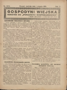 Gospodyni Wiejska: dodatek do „Poradnika Gospodarskiego” 1920.08.01 R.5 Nr28-31