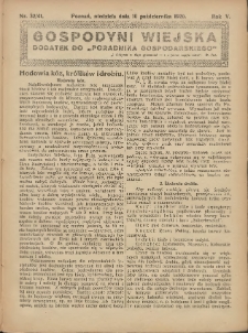Gospodyni Wiejska: dodatek do „Poradnika Gospodarskiego” 1920.10.10 R.5 Nr32-41