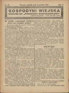 Gospodyni Wiejska: dodatek do „Poradnika Gospodarskiego” 1920.12.12 R.5 Nr50