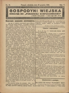 Gospodyni Wiejska: dodatek do „Poradnika Gospodarskiego” 1920.12.19 R.5 Nr51