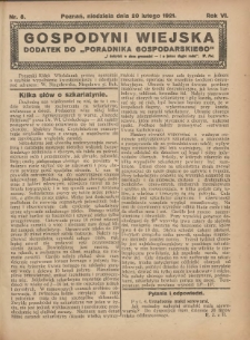 Gospodyni Wiejska: dodatek do „Poradnika Gospodarskiego” 1921.02.20 R.6 Nr8