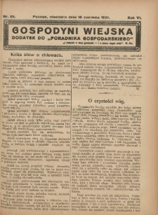 Gospodyni Wiejska: dodatek do „Poradnika Gospodarskiego” 1921.06.19 R.6 Nr25