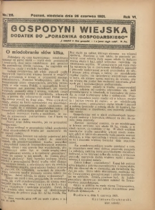 Gospodyni Wiejska: dodatek do „Poradnika Gospodarskiego” 1921.06.26 R.6 Nr26