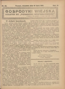 Gospodyni Wiejska: dodatek do „Poradnika Gospodarskiego” 1921.07.10 R.6 Nr28