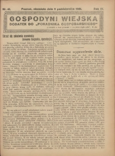 Gospodyni Wiejska: dodatek do „Poradnika Gospodarskiego” 1921.10.09 R.6 Nr41