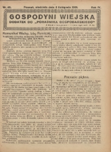 Gospodyni Wiejska: dodatek do „Poradnika Gospodarskiego” 1921.11.06 R.6 Nr45