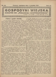 Gospodyni Wiejska: dodatek do „Poradnika Gospodarskiego” 1921.12.04 R.6 Nr49