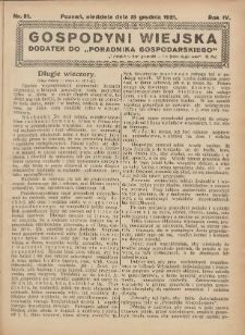 Gospodyni Wiejska: dodatek do „Poradnika Gospodarskiego” 1921.12.18 R.6 Nr51