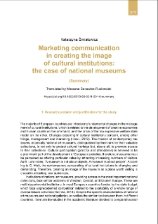 Marketing communication in creating the image of cultural institutions: the case of national museums: summary