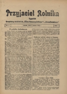 Przyjaciel Rolnika: bezpłatny dodatek do Głosu Leszczyńskiego i Głosu Polskiego 1928.03.03 R.1 Nr3