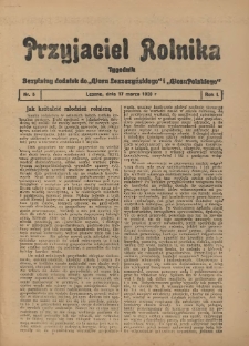 Przyjaciel Rolnika: bezpłatny dodatek do Głosu Leszczyńskiego i Głosu Polskiego 1928.03.17 R.1 Nr5