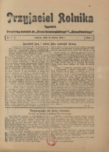 Przyjaciel Rolnika: bezpłatny dodatek do Głosu Leszczyńskiego i Głosu Polskiego 1928.03.31 R.1 Nr7