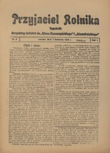 Przyjaciel Rolnika: bezpłatny dodatek do Głosu Leszczyńskiego i Głosu Polskiego 1928.04.07 R.1 Nr8