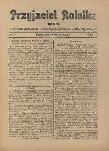 Przyjaciel Rolnika: bezpłatny dodatek do Głosu Leszczyńskiego i Głosu Polskiego 1928.04.20 R.1 Nr10