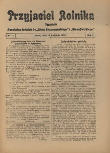 Przyjaciel Rolnika: bezpłatny dodatek do Głosu Leszczyńskiego i Głosu Polskiego 1928.04.27 R.1 Nr11