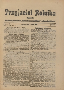 Przyjaciel Rolnika: bezpłatny dodatek do Głosu Leszczyńskiego i Głosu Polskiego 1928.05.03 R.1 Nr12