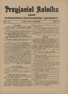 Przyjaciel Rolnika: bezpłatny dodatek do Głosu Leszczyńskiego i Głosu Polskiego 1928.05.11 R.1 Nr13