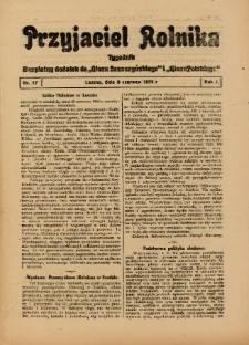 Przyjaciel Rolnika: bezpłatny dodatek do Głosu Leszczyńskiego i Głosu Polskiego 1928.06.08 R.1 Nr17