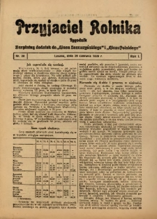 Przyjaciel Rolnika: bezpłatny dodatek do Głosu Leszczyńskiego i Głosu Polskiego 1928.06.29 R.1 Nr20