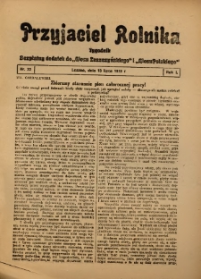 Przyjaciel Rolnika: bezpłatny dodatek do Głosu Leszczyńskiego i Głosu Polskiego 1928.07.13 R.1 Nr22
