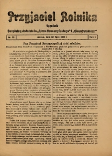 Przyjaciel Rolnika: bezpłatny dodatek do Głosu Leszczyńskiego i Głosu Polskiego 1928.07.20 R.1 Nr23