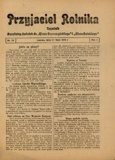 Przyjaciel Rolnika: bezpłatny dodatek do Głosu Leszczyńskiego i Głosu Polskiego 1928.07.27 R.1 Nr24