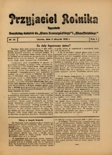 Przyjaciel Rolnika: bezpłatny dodatek do Głosu Leszczyńskiego i Głosu Polskiego 1928.08.03 R.1 Nr25