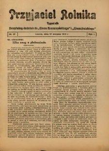 Przyjaciel Rolnika: bezpłatny dodatek do Głosu Leszczyńskiego i Głosu Polskiego 1928.08.17 R.1 Nr27