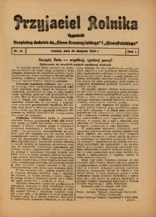 Przyjaciel Rolnika: bezpłatny dodatek do Głosu Leszczyńskiego i Głosu Polskiego 1928.08.24 R.1 Nr28