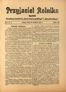 Przyjaciel Rolnika: bezpłatny dodatek do Głosu Leszczyńskiego i Głosu Polskiego 1928.09.28 R.1 Nr33