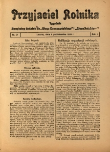 Przyjaciel Rolnika: bezpłatny dodatek do Głosu Leszczyńskiego i Głosu Polskiego 1928.10.05 R.1 Nr34