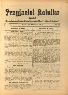 Przyjaciel Rolnika: bezpłatny dodatek do Głosu Leszczyńskiego i Głosu Polskiego 1928.11.02 R.1 Nr38