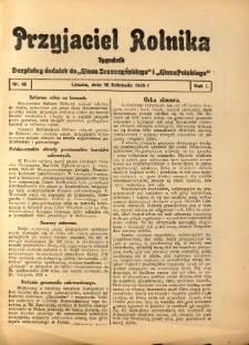 Przyjaciel Rolnika: bezpłatny dodatek do Głosu Leszczyńskiego i Głosu Polskiego 1928.11.16 R.1 Nr40
