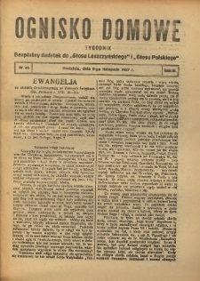 Ognisko Domowe: bezpłatny dodatek do "Głosu Leszczyńskiego" 1927.11.05 R.3 Nr45
