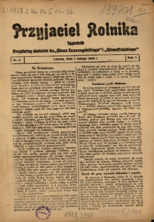 Przyjaciel Rolnika: bezpłatny dodatek do Głosu Leszczyńskiego i Głosu Polskiego 1929.02.01 R.2 Nr5