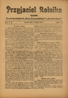 Przyjaciel Rolnika: bezpłatny dodatek do Głosu Leszczyńskiego i Głosu Polskiego 1929.02.08 R.2 Nr6
