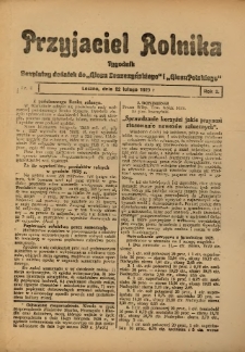 Przyjaciel Rolnika: bezpłatny dodatek do Głosu Leszczyńskiego i Głosu Polskiego 1929.02.22 R.2 Nr8