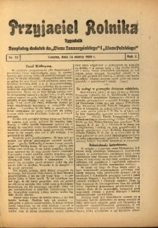 Przyjaciel Rolnika: bezpłatny dodatek do Głosu Leszczyńskiego i Głosu Polskiego 1929.03.28 R.2 Nr13