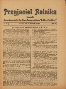 Przyjaciel Rolnika: bezpłatny dodatek do Głosu Leszczyńskiego i Głosu Polskiego 1929.04.12 R.2 Nr15