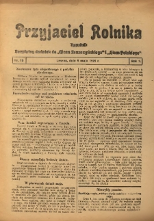 Przyjaciel Rolnika: bezpłatny dodatek do Głosu Leszczyńskiego i Głosu Polskiego 1929.05.09 R.2 Nr19