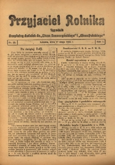 Przyjaciel Rolnika: bezpłatny dodatek do Głosu Leszczyńskiego i Głosu Polskiego 1929.05.17 R.2 Nr20